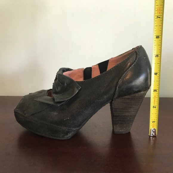 Anthropologie | Miss Albright Black Peep Toe Shoes - Picture 6 of 9